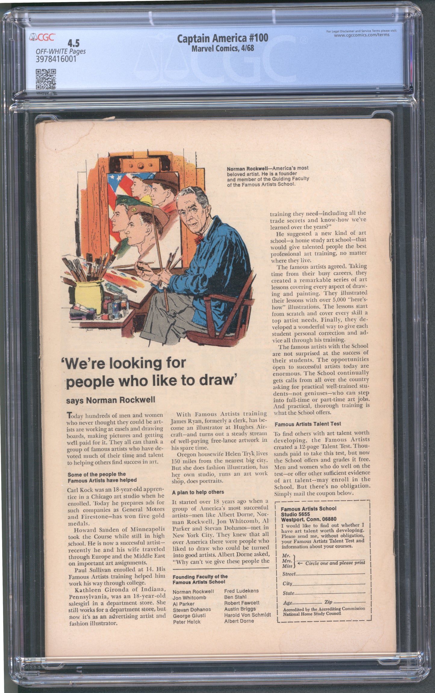 Captain America #100 / CGC 4.5 / Jack Kirby / 1st Issue from ToS