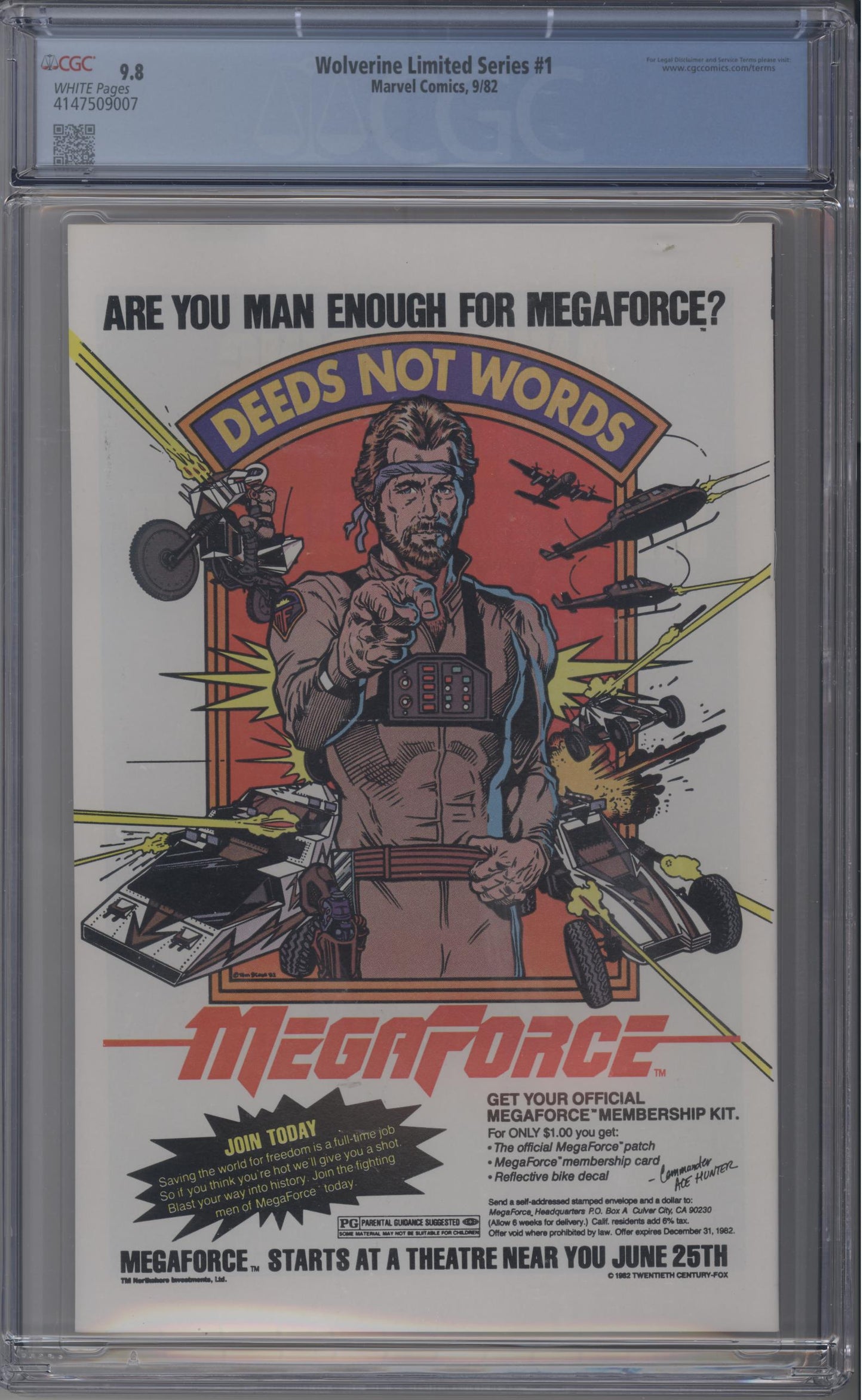 Wolverine 1 - Limited Series / CGC 9.8 / White Pages! / Frank Miller Cover !