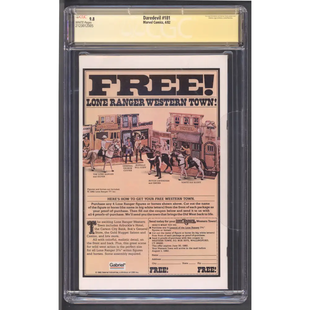 Daredevil #181 CGC 9.8 / Signed by Frank Miller / White Pages