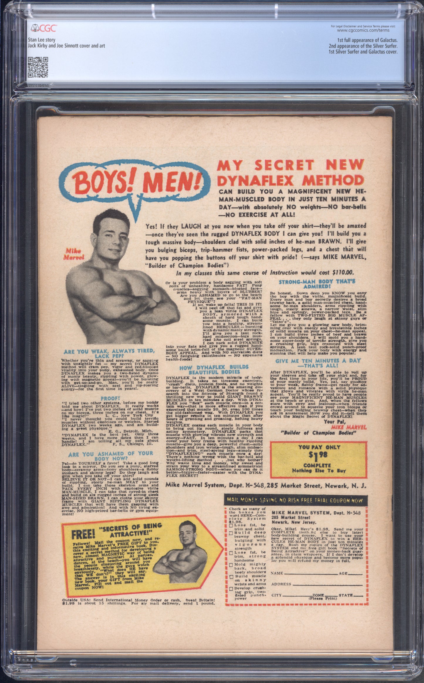 Fantastic Four #49 / CGC 4 / 1st full appearance of Galactus. 2nd appearance of the Silver Surfer. 1st Silver Surfer and Galactus cover. - Back Cover