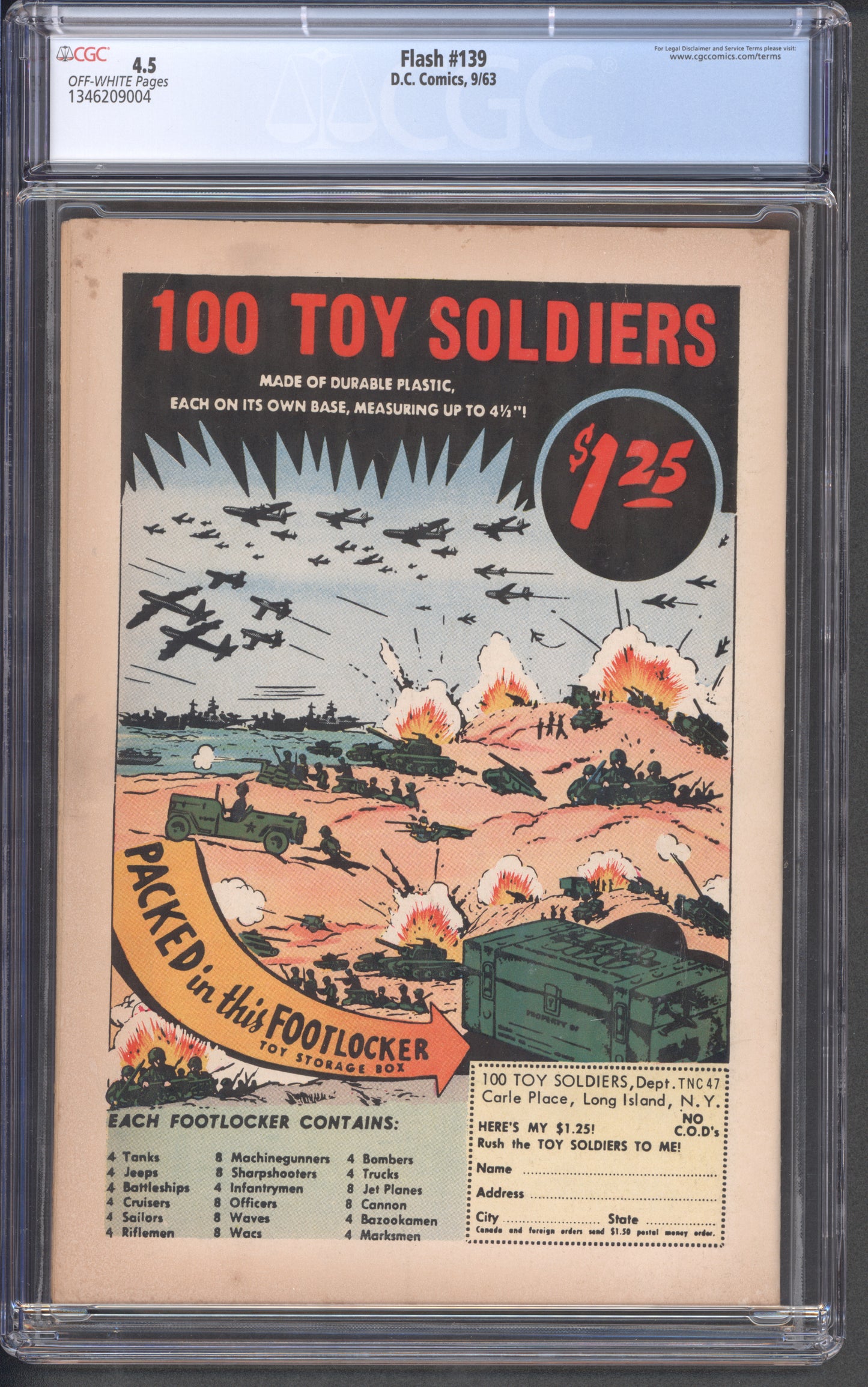 Flash #139 / CGC 4.5 / Origin and 1st appearance of Professor Zoom (Reverse-Flash). - Back Cover