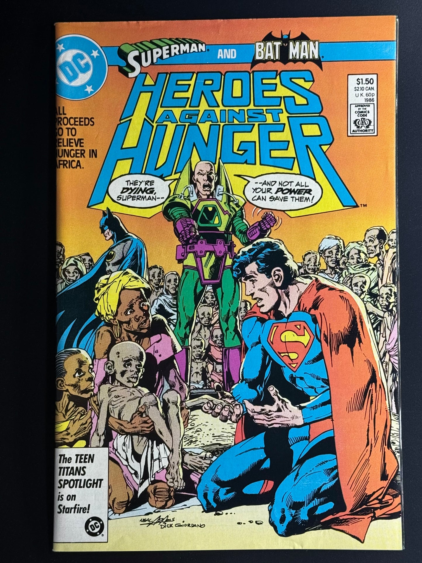 Heroes Against Hunger One-Shot / Very Fine/Near Mint / DC Comics / 1986 - Front Cover
