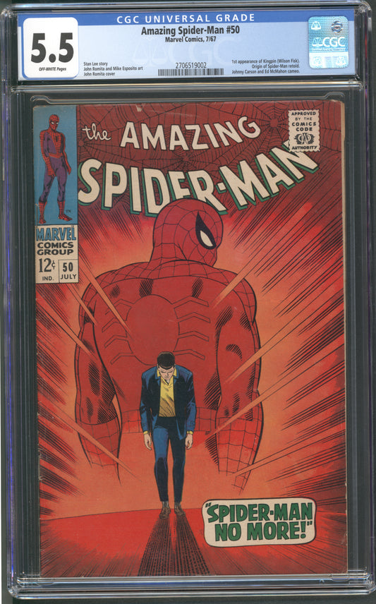 Amazing Spider-Man #50 CGC 5.5 / 1st Kingpin (Wilson Fisk) / John Romita Art