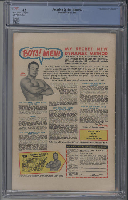 Amazing Spider-Man #33 - CGC 4.5 / Iconic Steve Ditko Cover