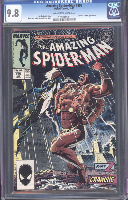 Amazing Spider-Man #293 / Kraven the Hunter Cover / CGC 9.8