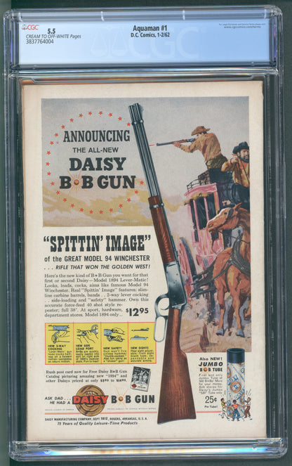 Aquaman #1  / Silver Age Key / CGC 5.5 CR/OW Pages