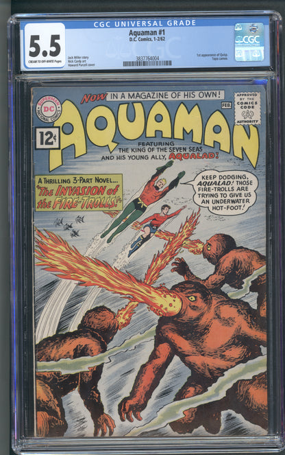 Aquaman #1  / Silver Age Key / CGC 5.5 CR/OW Pages