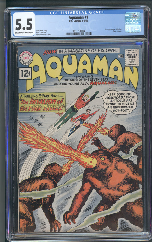 Aquaman #1  / Silver Age Key / CGC 5.5 CR/OW Pages