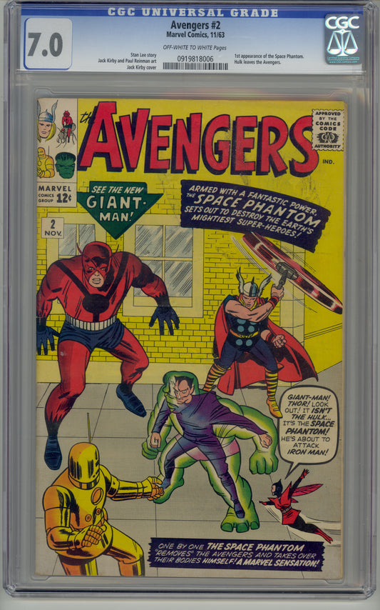 Avengers #2  / CGC 7.0 / OW/White Pages / Detailed Scans Inside