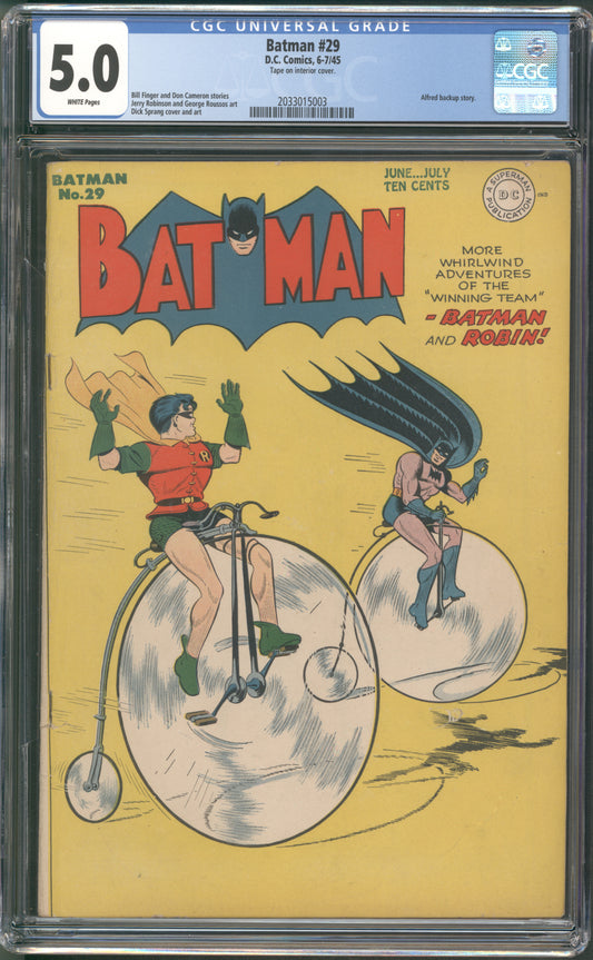 Batman #29 CGC 5.0 / Golden Age Batman