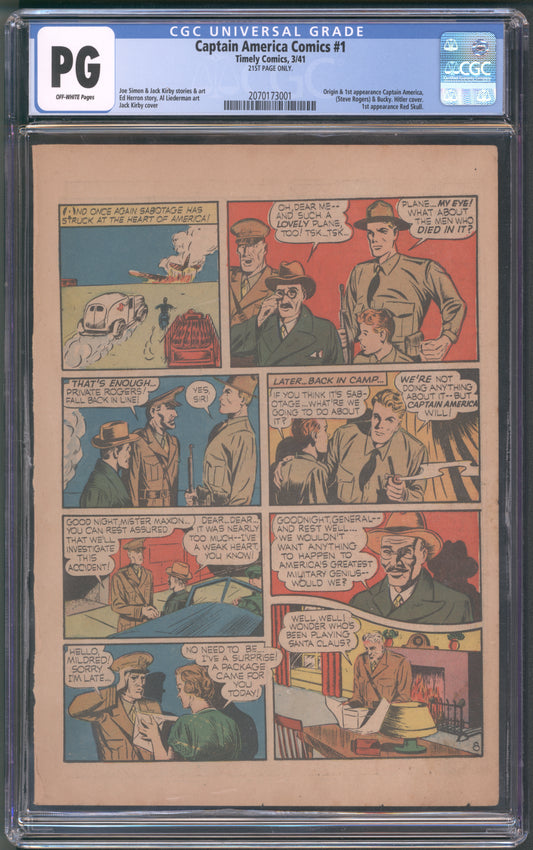 Captain America Comics #1 - 1st Captain America - PG Only