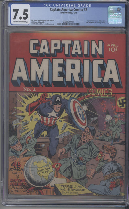 Captain America Comics #2 / CGC 7.5  / Iconic Hitler Cover - 2nd Cap - Rare!