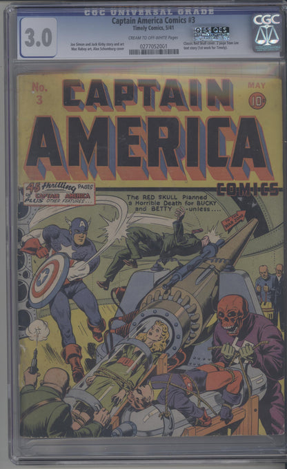 Captain America Comics #3 - 1st Stan Lee Comic / Red Skull Cover (Rare!)
