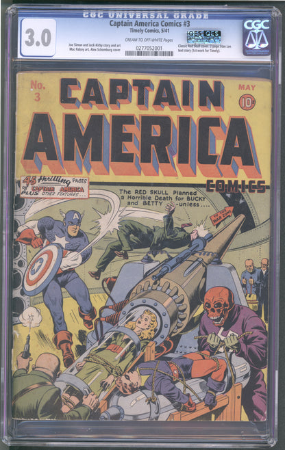 Comic book cover of 'Captain America' with a CGC 3.0
