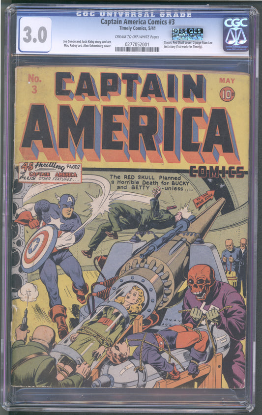 Comic book cover of 'Captain America' with a CGC 3.0