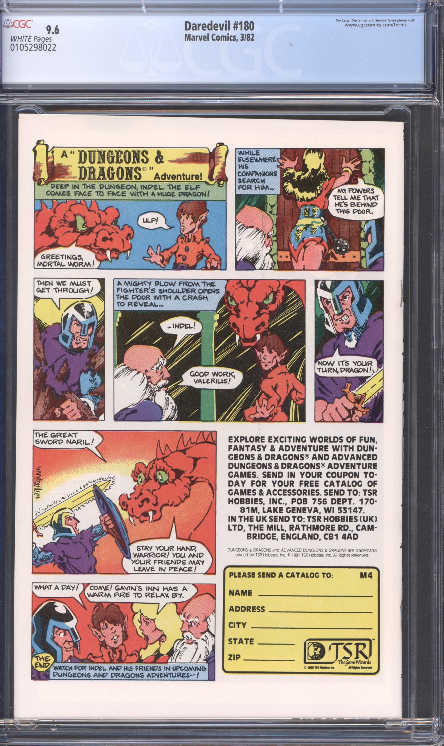 Daredevil #180 / CGC 9.6 / White Pages
