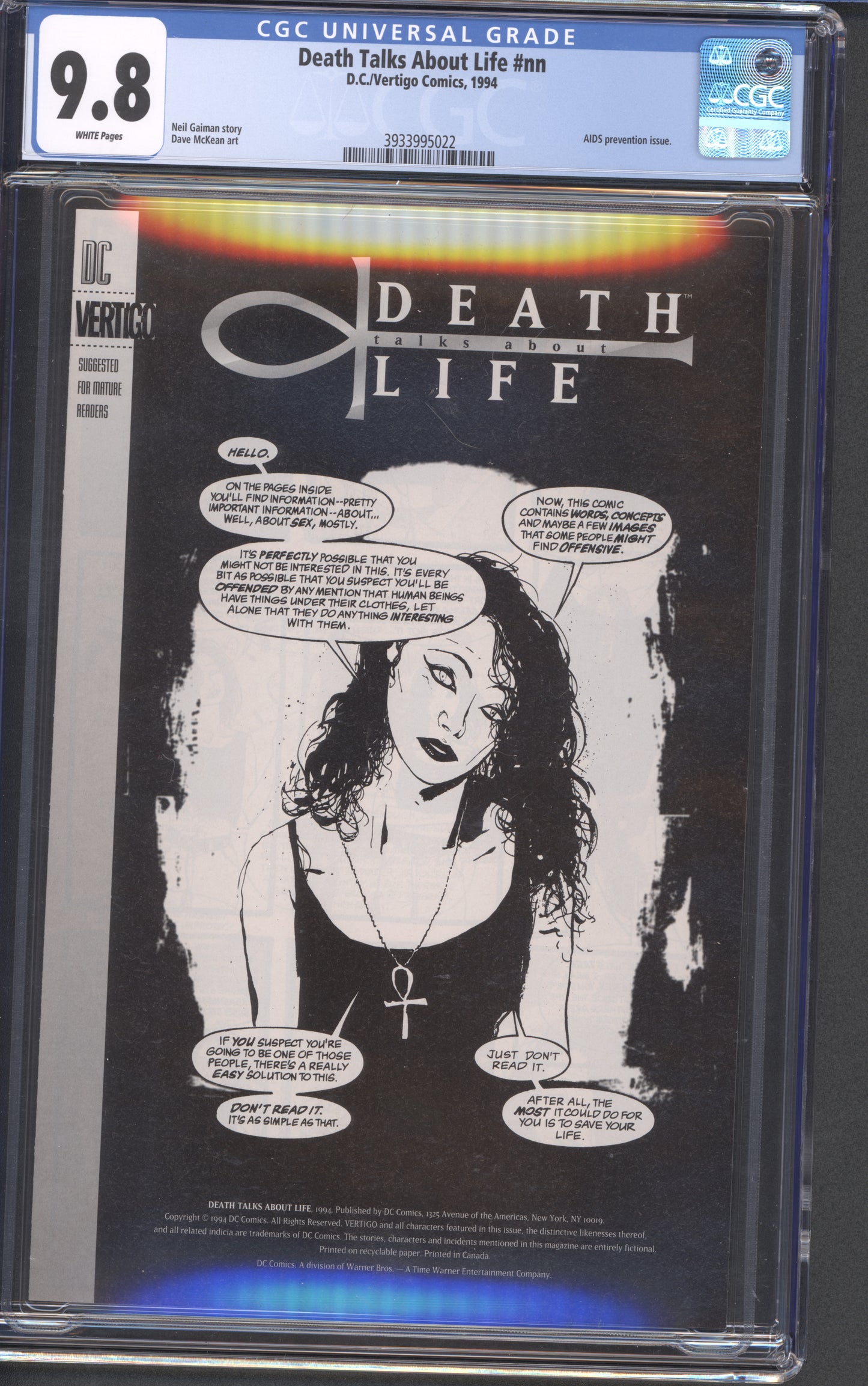 Deat Talk About Life #NN / CGC 9.8 / White Pages
