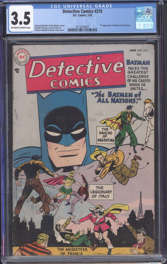 Detective Comics #215 / CGC 3.5 / 1st Appearance of Batman of All Nations