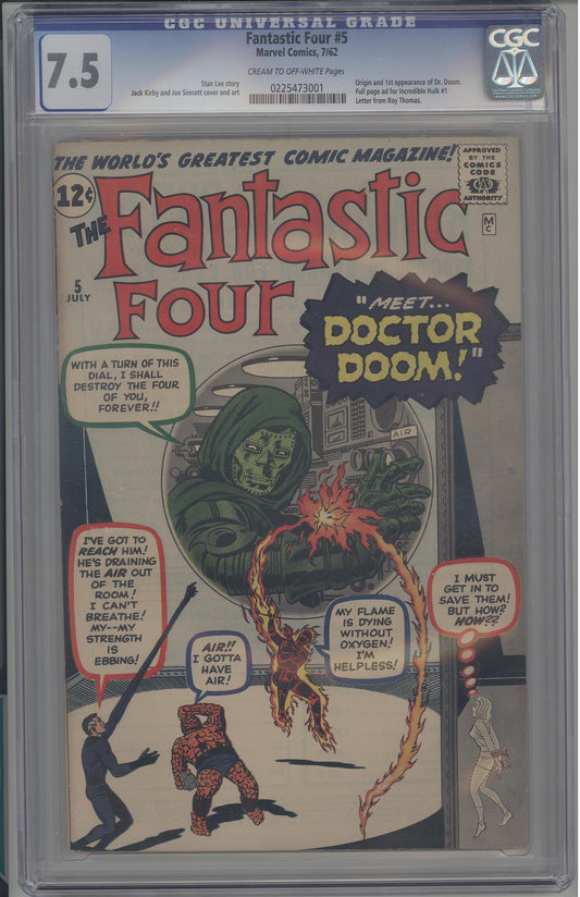 Fantastic Four #5 / CGC 7.5 / 1st Dr. Doom !!