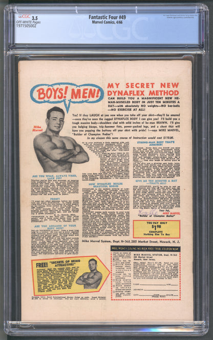 Fantastic Four #49 CGC 3.5 / 1st Full Galactus / Jack Kirby Art