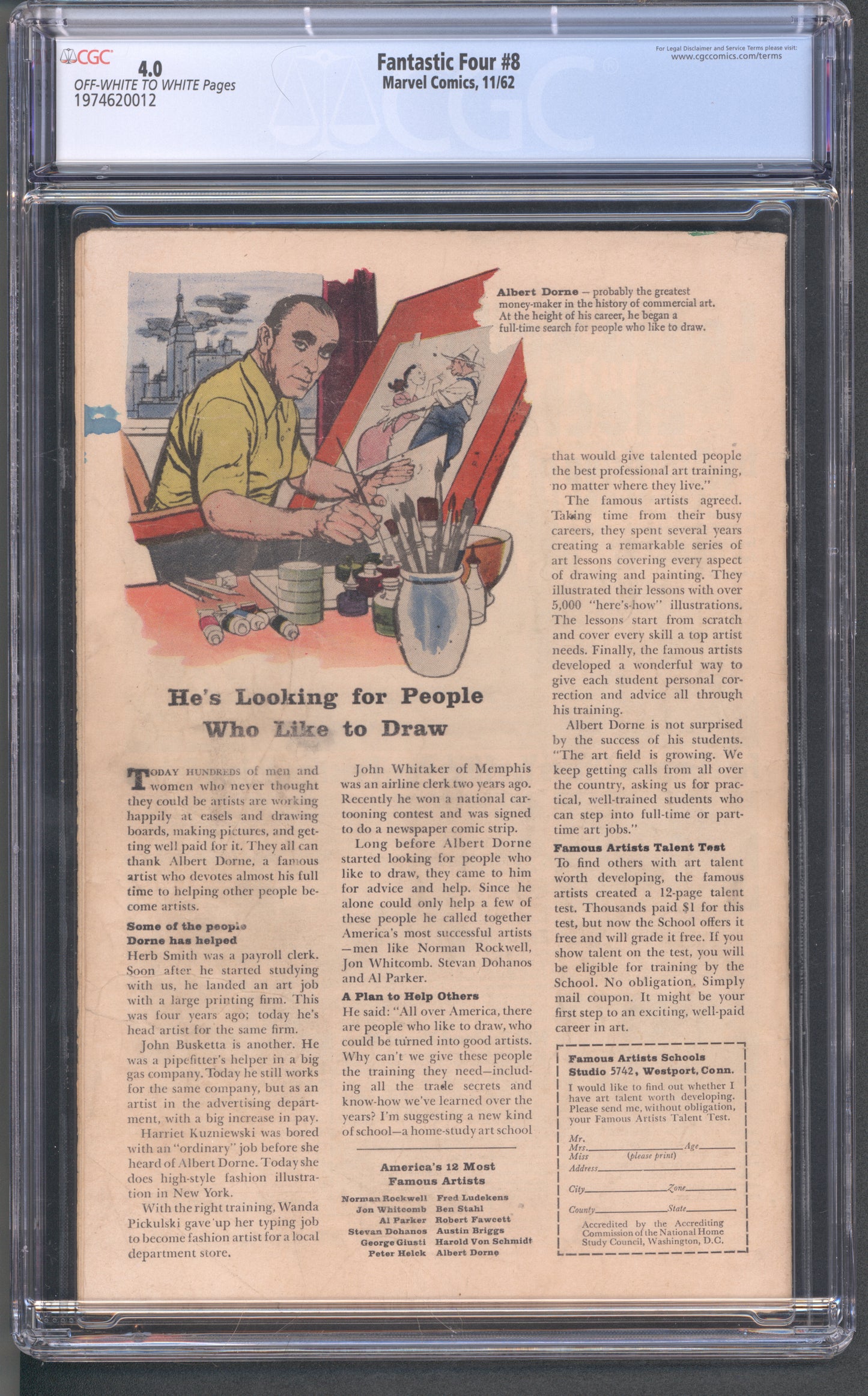 Fantastic Four #8 CGC 4.0