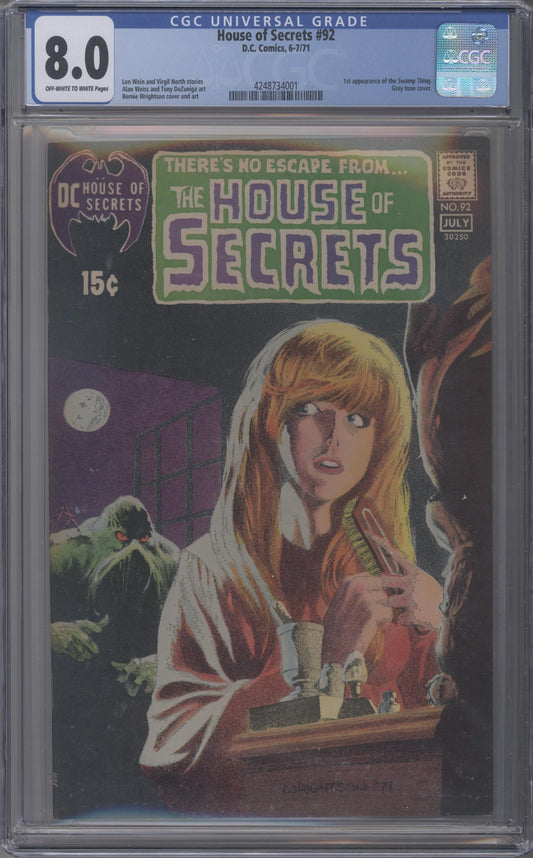 House of Secrets #92  / CGC 8.0 (OW) / 1st Appearance of Swamp Thing
