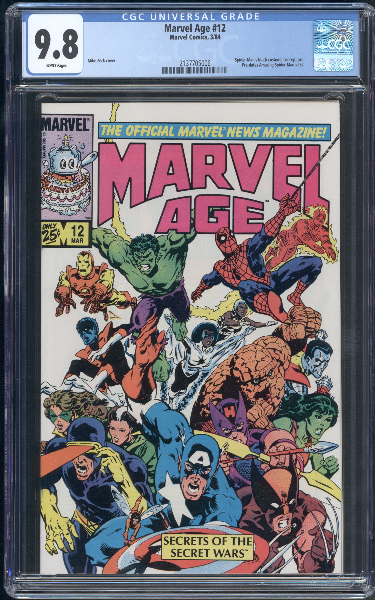 Marvel Age #12 / CGC 9.8 / White Pages / Concept Art for Symbiote