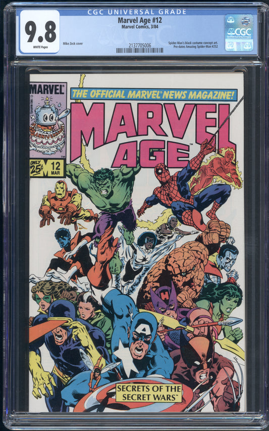 Marvel Age #12 / CGC 9.8 / White Pages / Concept Art for Symbiote