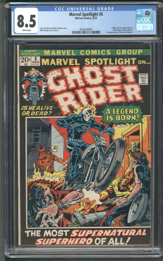 Marvel Spotlight #5  / CGC 8.5 / White Pages! / 1st Ghost Rider! Key Comic!