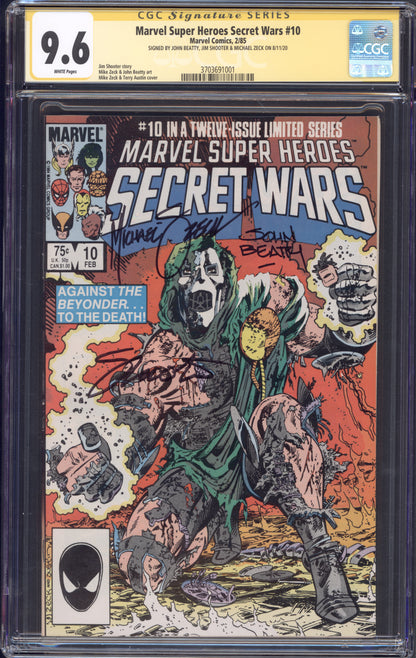 Marvel Secret Wars #10 / CGC 9.6 / 3x SS: Shooter, Zeck, Beatty / White Pages