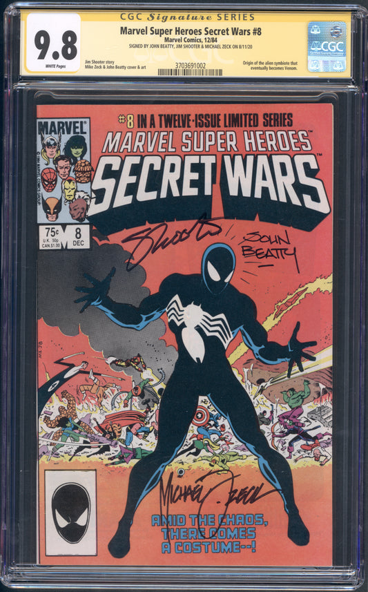 Marvel Secret Wars #8 CGC 9.8 / 1st  Symbiote / 3X Sig: Shooter, Zeck & Beaty