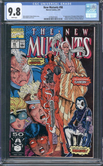 New Mutants #98 /  CGC 9.8 / 1st Deadpool / White Pages / Direct Edition