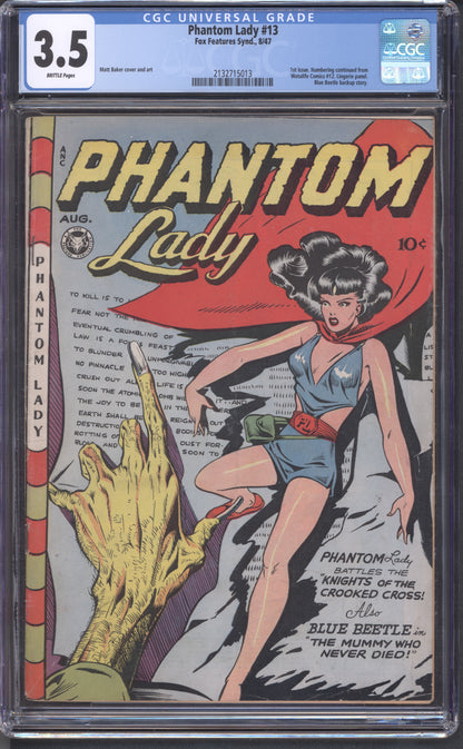 Phantom Lady #13 / CGC 3.5 / Matt Baker Art / 1st Phantom Lady Issue