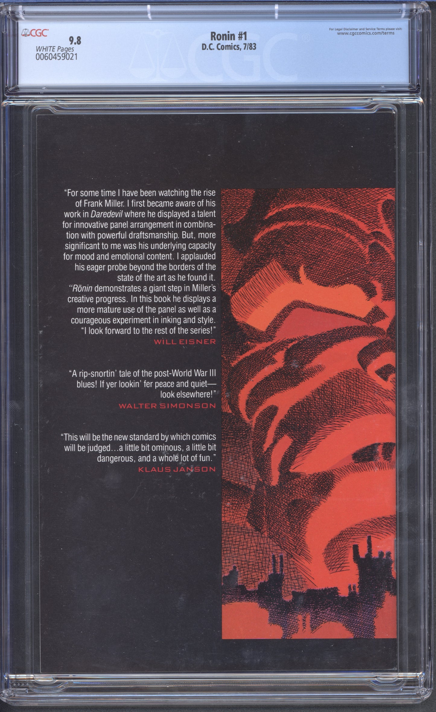 Ronin #1 / CGC 9.8 / White Pages / Frank Miller