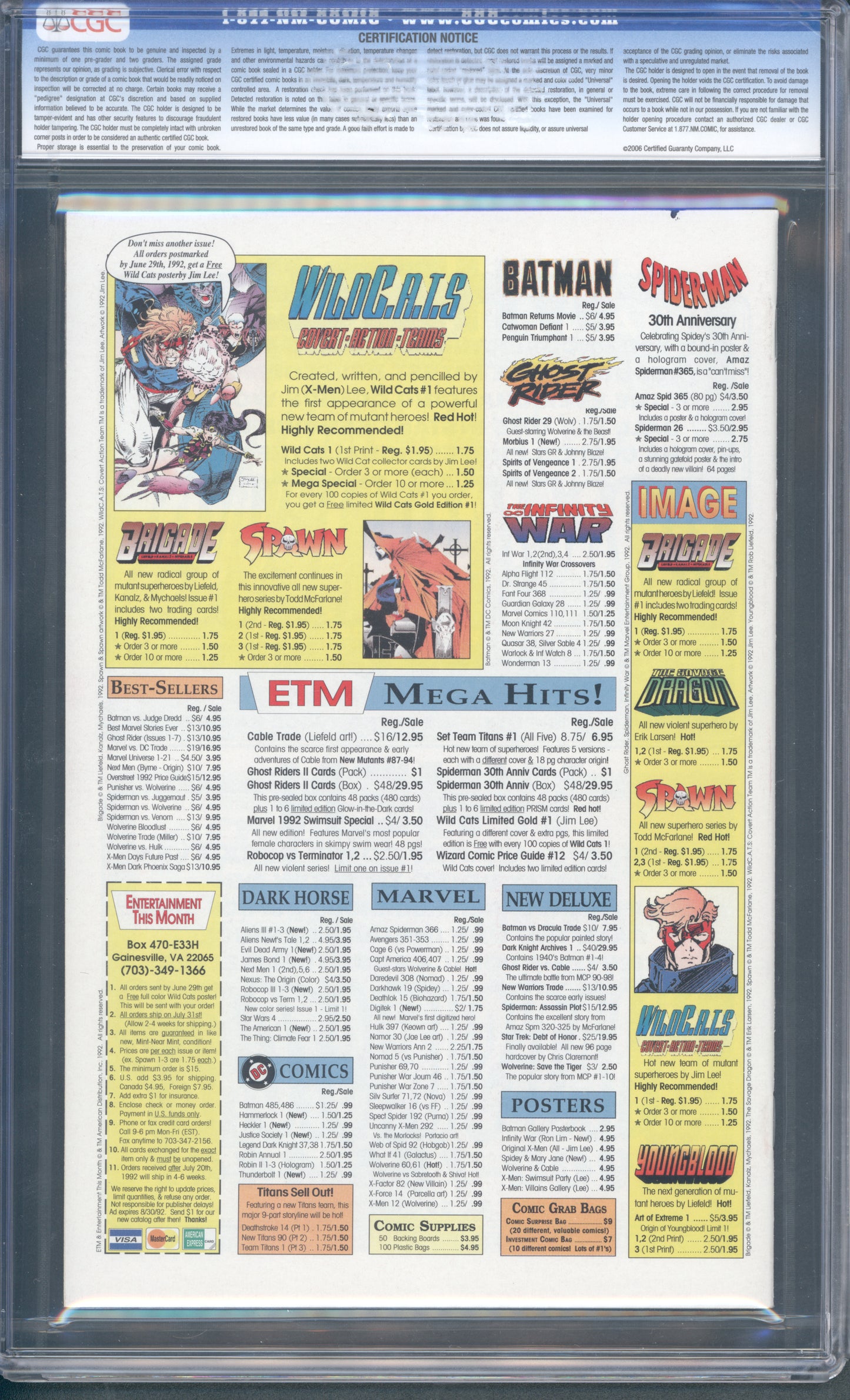 Spawn #1 / CGC 9.8 / White Pages / First Spawn / Direct Edition