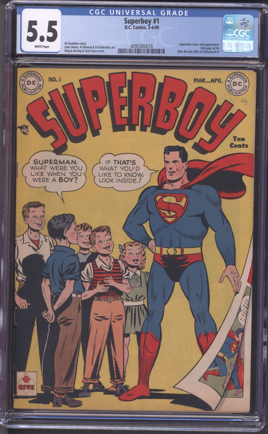 Superboy #1 / CGC 5.5 / White Pages / Golden Age Key