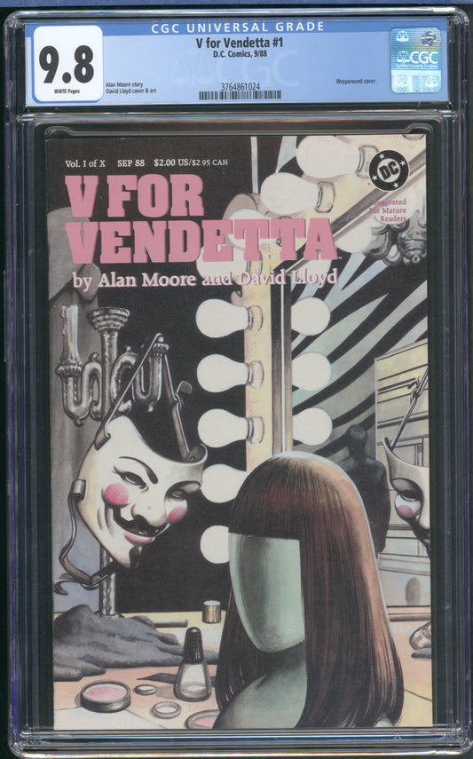 V For Vendetta #1 CGC 9.8 / White Pages / 1st Appearance of 'V'