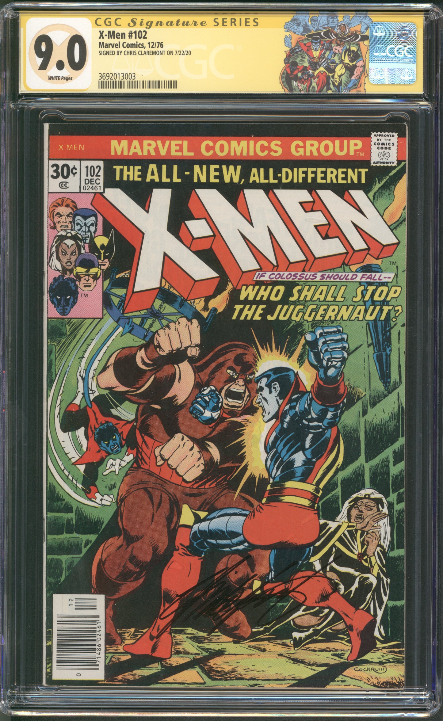 X-Men #102 CGC 9.0 / Signature Series Chris Claremont