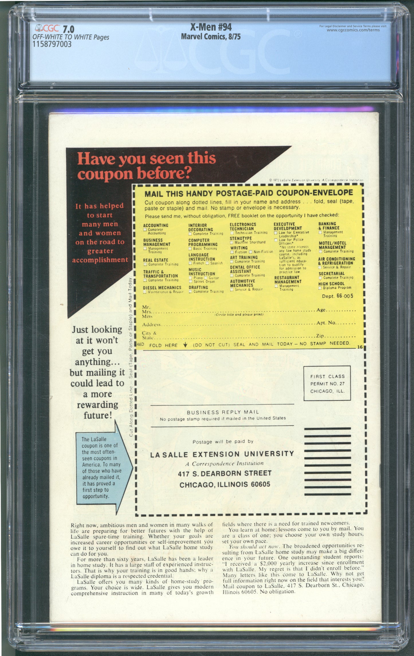 X-men #94 CGC 7.0 (First New Team)