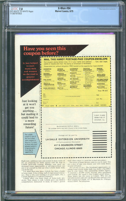 X-men #94 CGC 7.0 (First New Team)