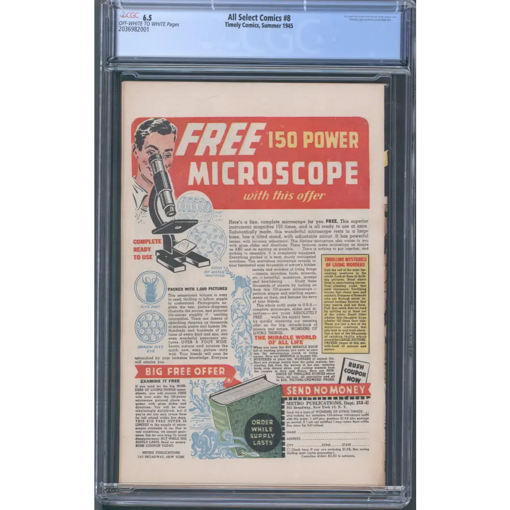 All Select Comics #8 CGC 6.5 - Human Torch & Toro