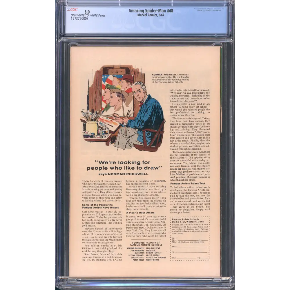 Amazing Spider-Man #48 / CGC 8 / 1st Blackie Drago appearance as the new Vulture - Back Cover