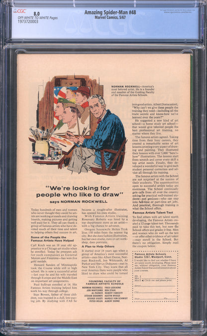 Amazing Spider-Man #48 / CGC 8 / 1st Blackie Drago appearance as the new Vulture - Back Cover