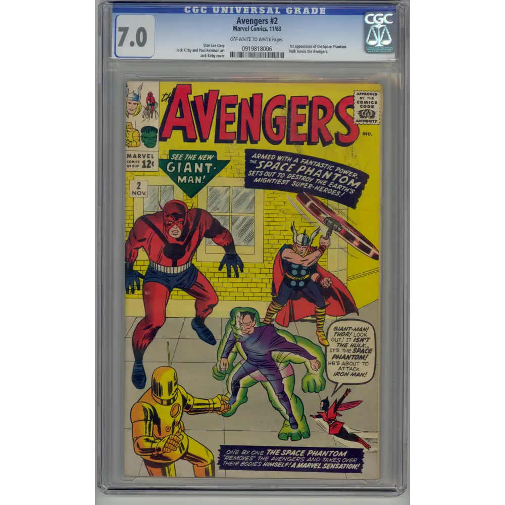 Avengers #2 / CGC 7.0 / OW/White Pages / Detailed Scans Inside