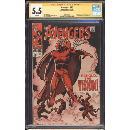 Avengers #57 CGC 5.5 / 1st Vision / Roy Thomas Sig / White Pages