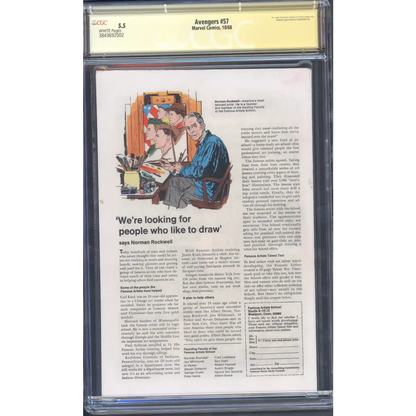 Avengers #57 CGC 5.5 / 1st Vision / Roy Thomas Sig / White Pages