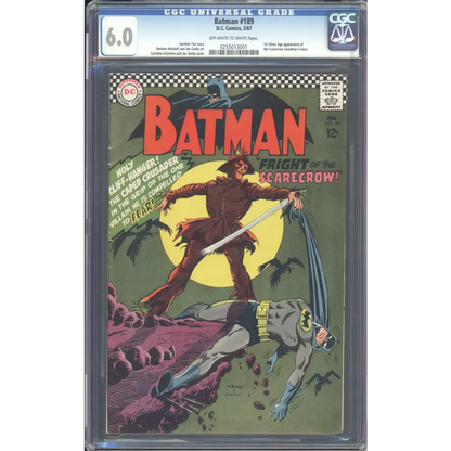 Batman #189 / CGC 6 / 1st Silver Age appearance of the Scarecrow (Jonathan Crane). - Front Cover