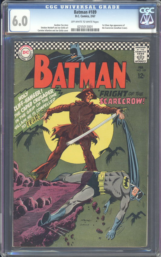 Batman #189 / CGC 6 / 1st Silver Age appearance of the Scarecrow (Jonathan Crane). - Front Cover