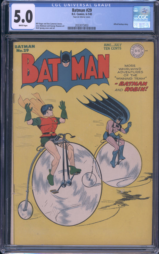 Batman #29 / CGC 5 / Tape on interior cover. Alfred backup story. - Front Cover