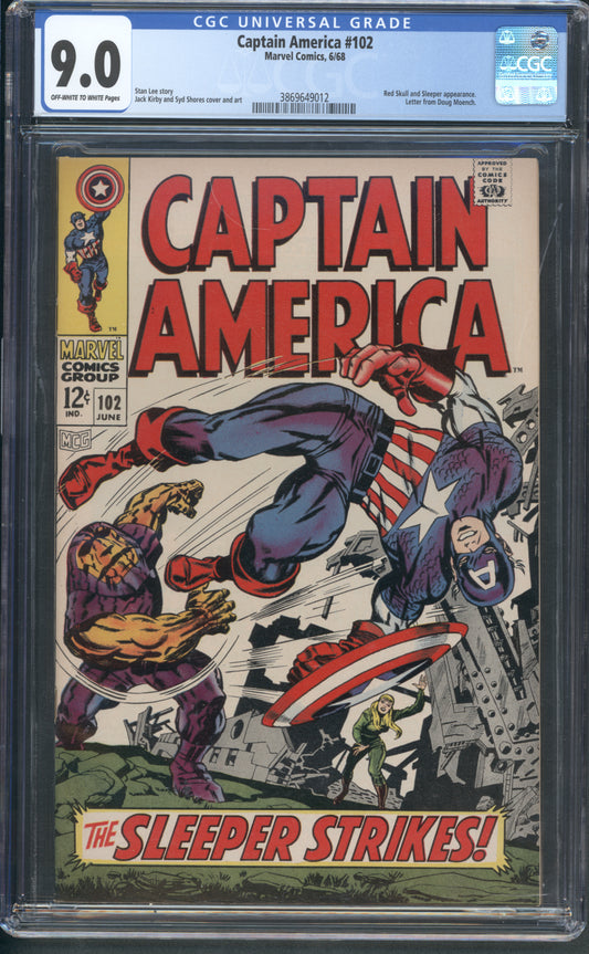 Captain America #102 / CGC 9 / Red Skull and Sleeper appearance. Letter from Doug Moench. - Front Cover